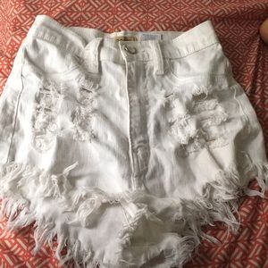 White jean shorts